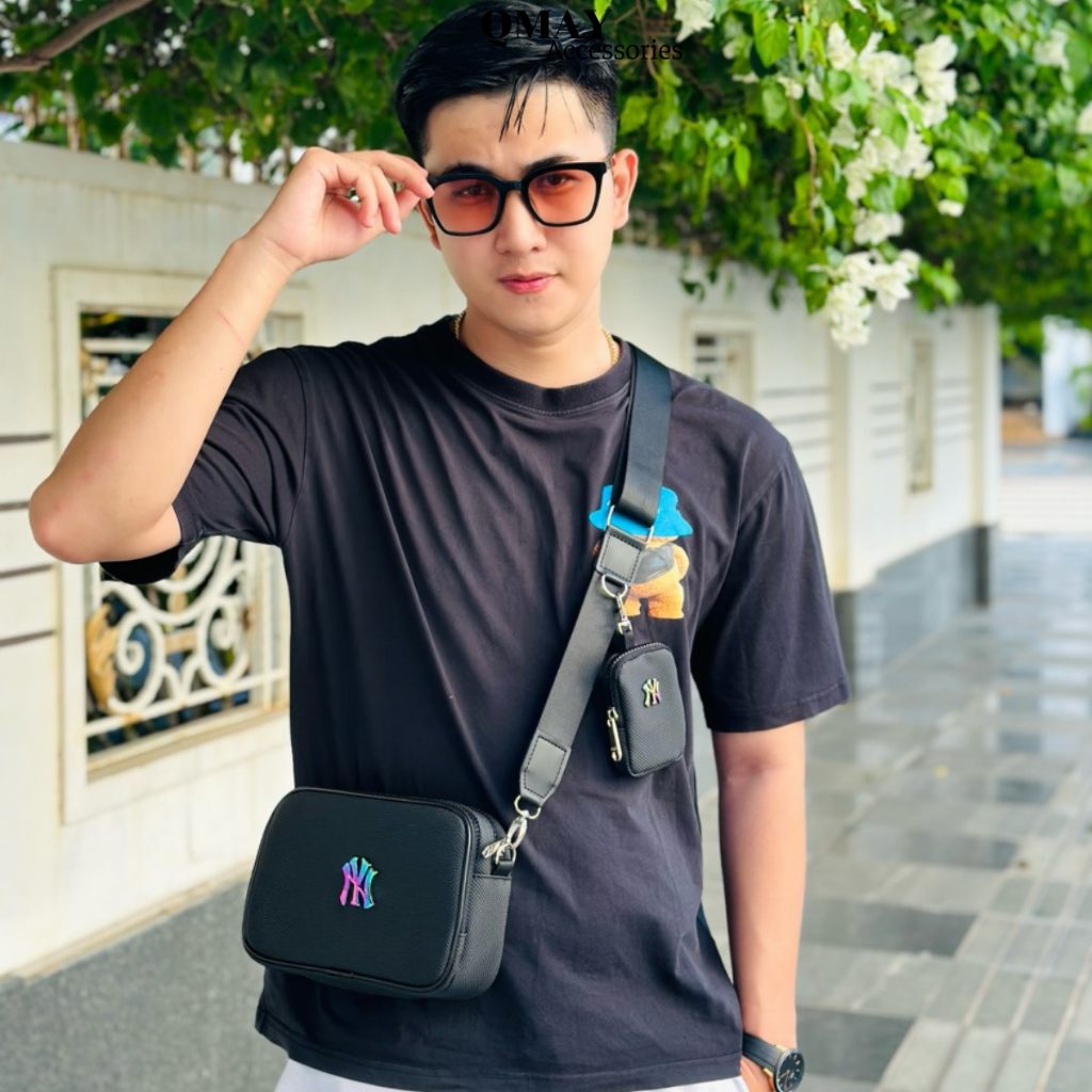 Túi Đeo Chéo MLB NY Thời Trang Nam Nữ Phiên Bản Logo TITAN Trend 2024 Chất Da Si Chống Nước Size 22cm x 14cm x 7cm