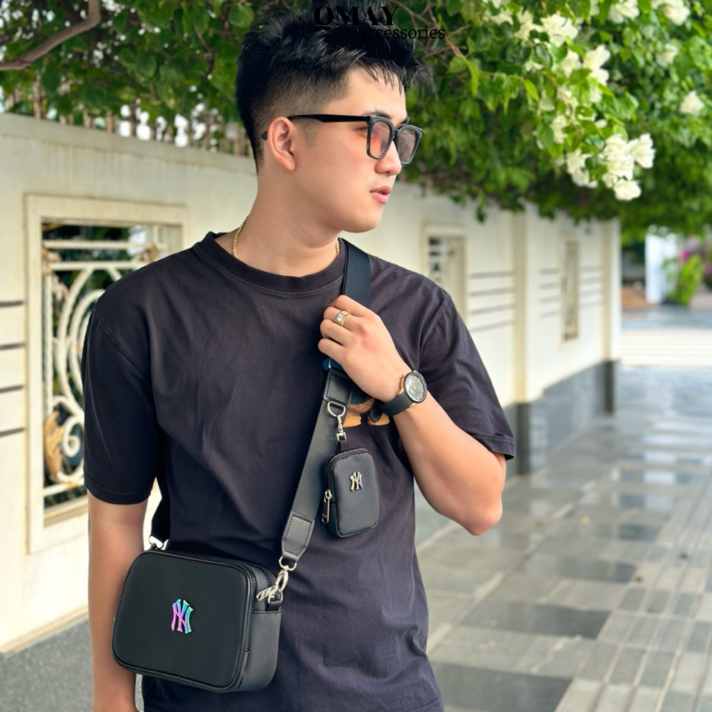 Túi Đeo Chéo MLB NY Thời Trang Nam Nữ Phiên Bản Logo TITAN Trend 2024 Chất Da Si Chống Nước Size 22cm x 14cm x 7cm