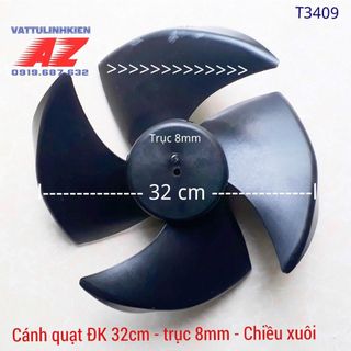 Cánh quạt 4 cánh, ĐK 32cm, trục 8mm, chiều thuận thay thế cho quạt điều hòa hơi nước
