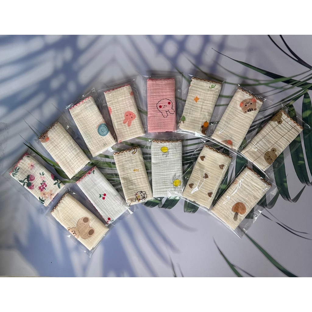 Khăn Xô sợi Tre Muslin 2 Lớp 25*25cm