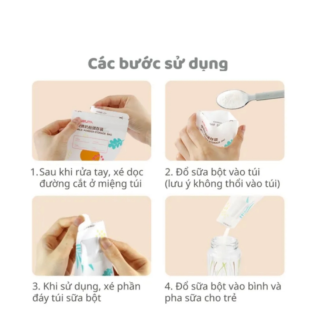 Túi đựng sữa bột Misuta tiện dụng mang đi ra ngoài, Hộp 30 túi