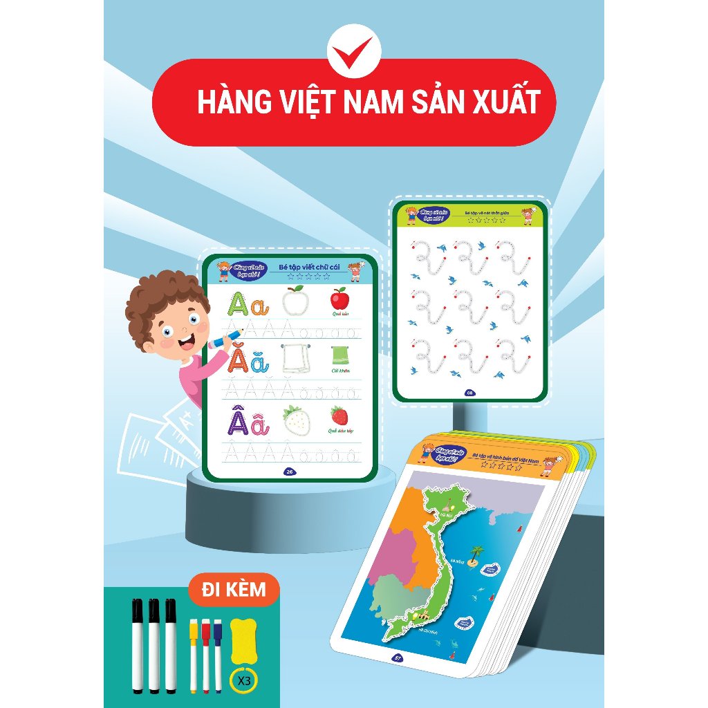 Bộ Tô Vẽ Thông Minh Xóa Được 64 Trang Kích Thích Đa Kỹ Năng Cho Bé 2-6 Tuổi