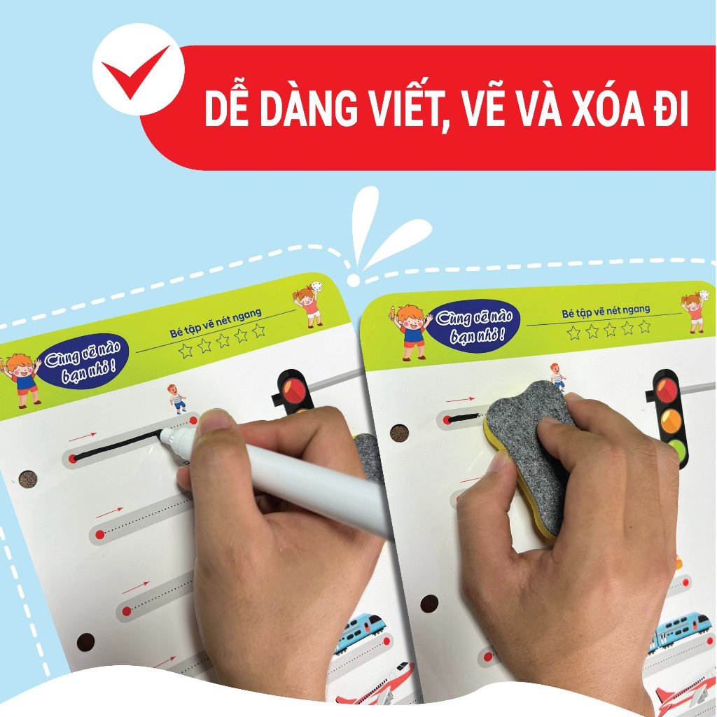 Bộ Tô Vẽ Thông Minh Xóa Được 64 Trang Kích Thích Đa Kỹ Năng Cho Bé 2-6 Tuổi