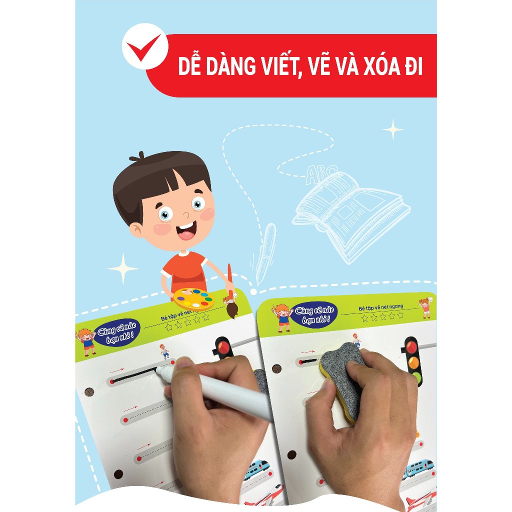 Bộ Tô Vẽ Thông Minh Xóa Được 64 Trang Kích Thích Đa Kỹ Năng Cho Bé 2-6 Tuổi