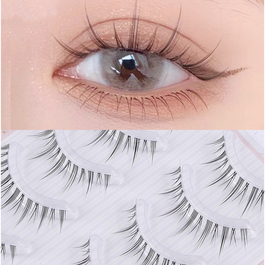 Lông Mi Giả Gân Trong Tự Nhiên Cao Cấp 5 Cặp RiYan Kèm Keo Nhíp