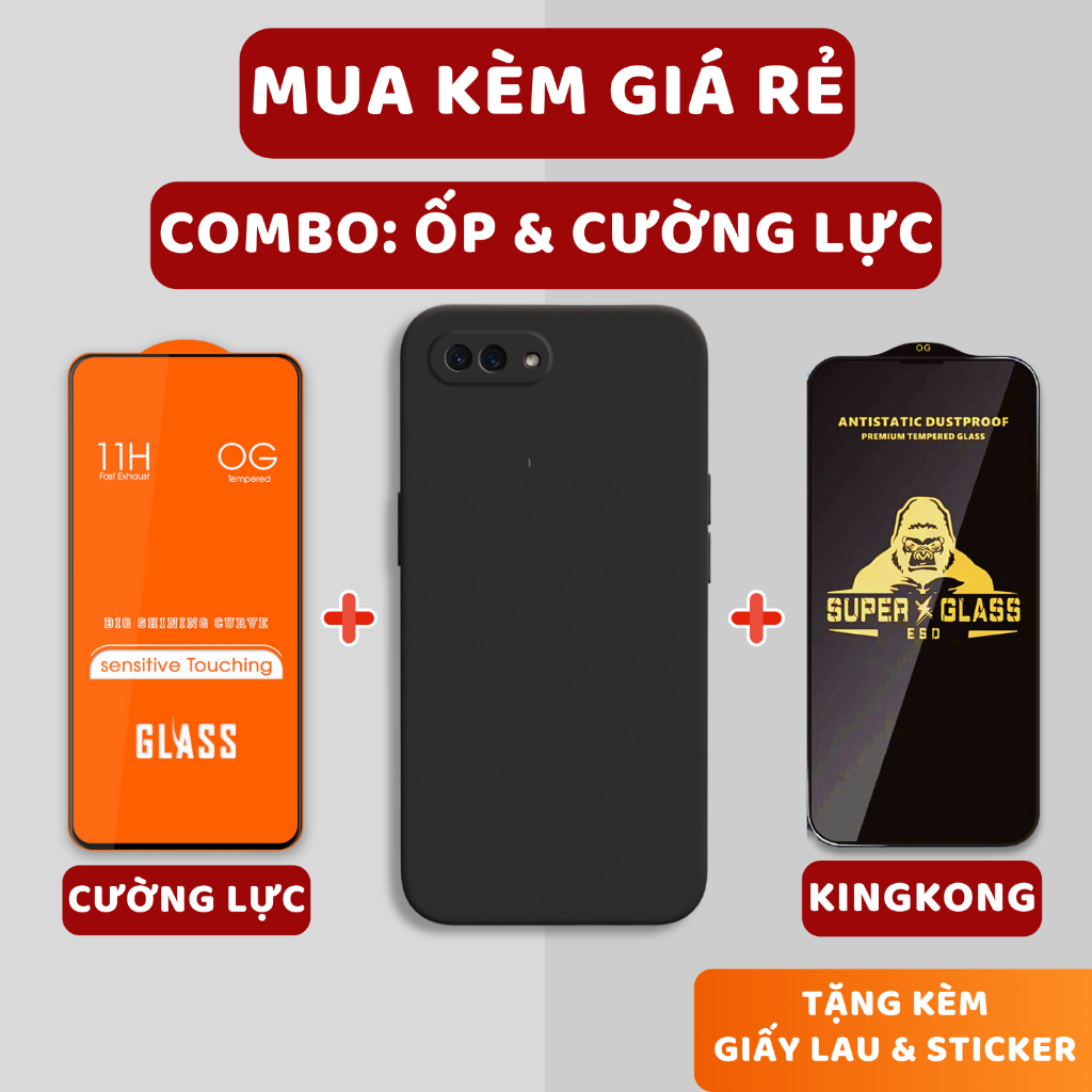 [COMBO GIÁ HỜI]OPPO A3S / A1K Ốp Lưng TPU cạnh vuông + Cường lực hoặc Kingkong|WOLFCASE