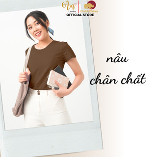 Áo Thun Nữ Cổ Tròn Màu Nâu Giản Dị Chân Chất Vải Siêu Mềm Kháng Khuẩn 100% Cotton Cao Cấp - Gold Rhino