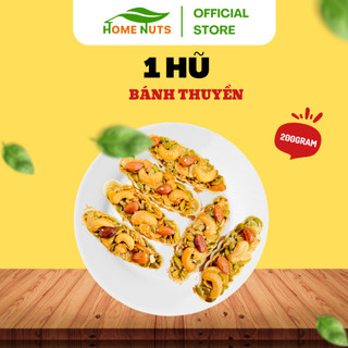 Hũ 200gram bánh thuyền siêu hạt dinh dưỡng gồm hạt điều, hạnh nhân, hạnh nhân lát, bí xanh, ăn kiêng, ăn sáng đều ngon