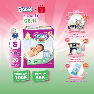  Tã quần Bobby Lõi nén thần kỳ 3mm Gạo non S20/M18/L16/XL14/XXL12