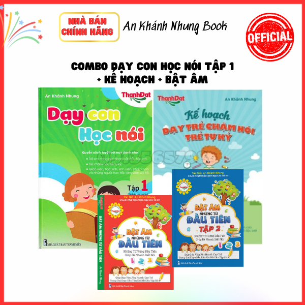 Combo dạy con học nói  tập 1, kế hoạch dạy trẻ chậm nói - tự kỷ và bộ bật âm những từ đầu tiên