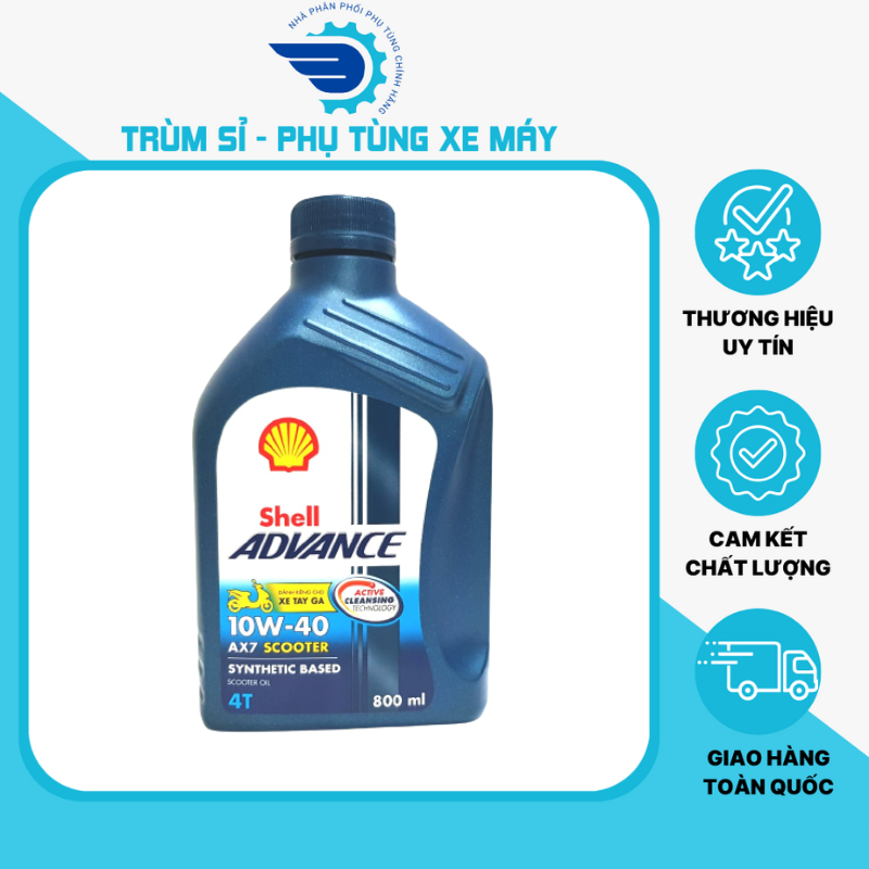 Nhớt Xe Tay Ga Shell Advance AX7 Scooter 800ml Giúp Động Cơ Êm Ái - Chính Hãng