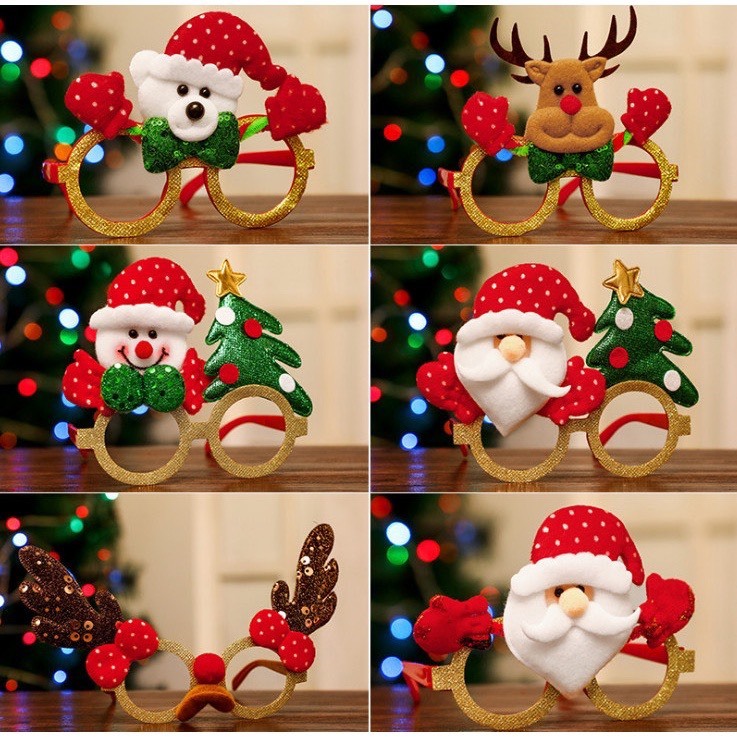 Kẹp tóc noel giáng sinh, kính giáng sinh, kính ông già noel ông già