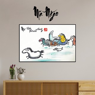 Tranh canvas vô tri, khung ảnh chế hài , tranh treo tường mã đáo thành công, mãnh hổ hạ sơn, long tranh hổ đấu | si