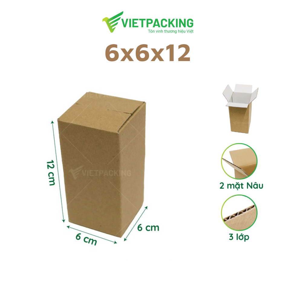 6x6x12 Combo 50 hộp carton đóng hàng nhỏ gọn siêu tiết kiệm, hộp mini chuyên đựng sản phẩm nhỏ, phụ kiện thời trang V003