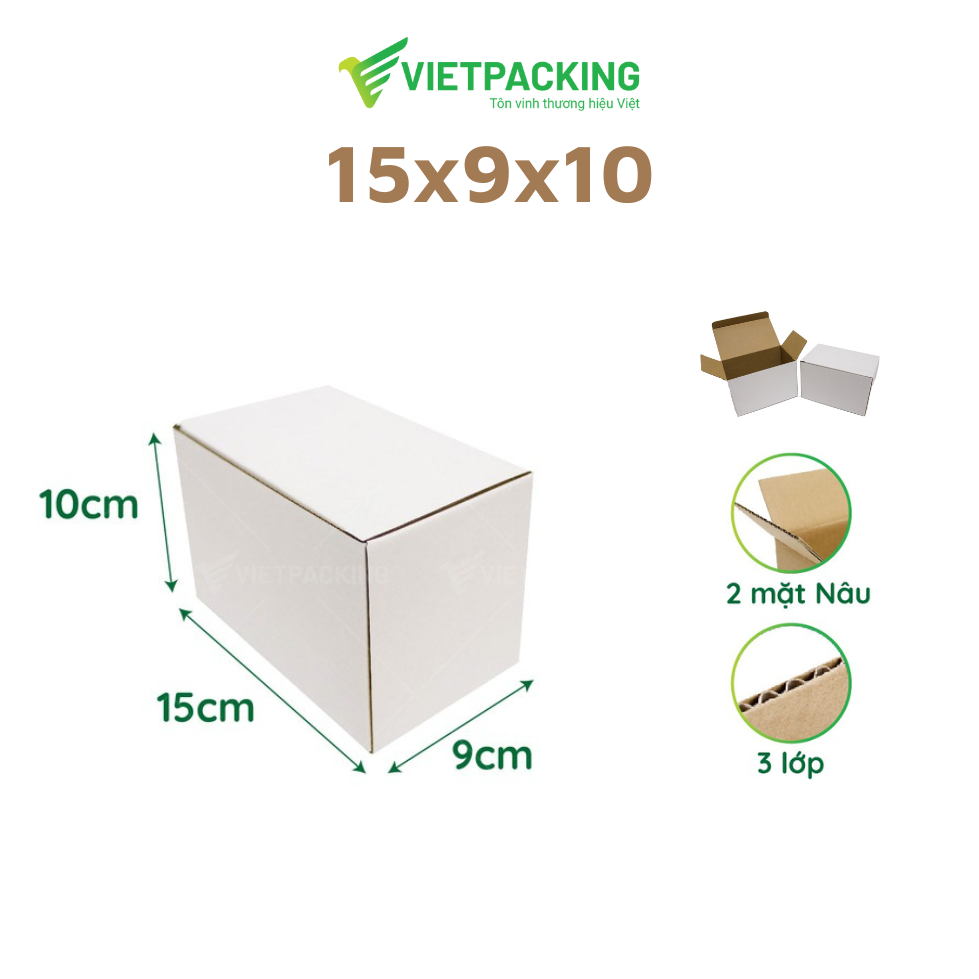 15x9x10 Combo 50 hộp nắp gài màu trắng, kiểu dáng đẹp, chắc chắn, chuyên đựng các sản phẩm nhỏ V064
