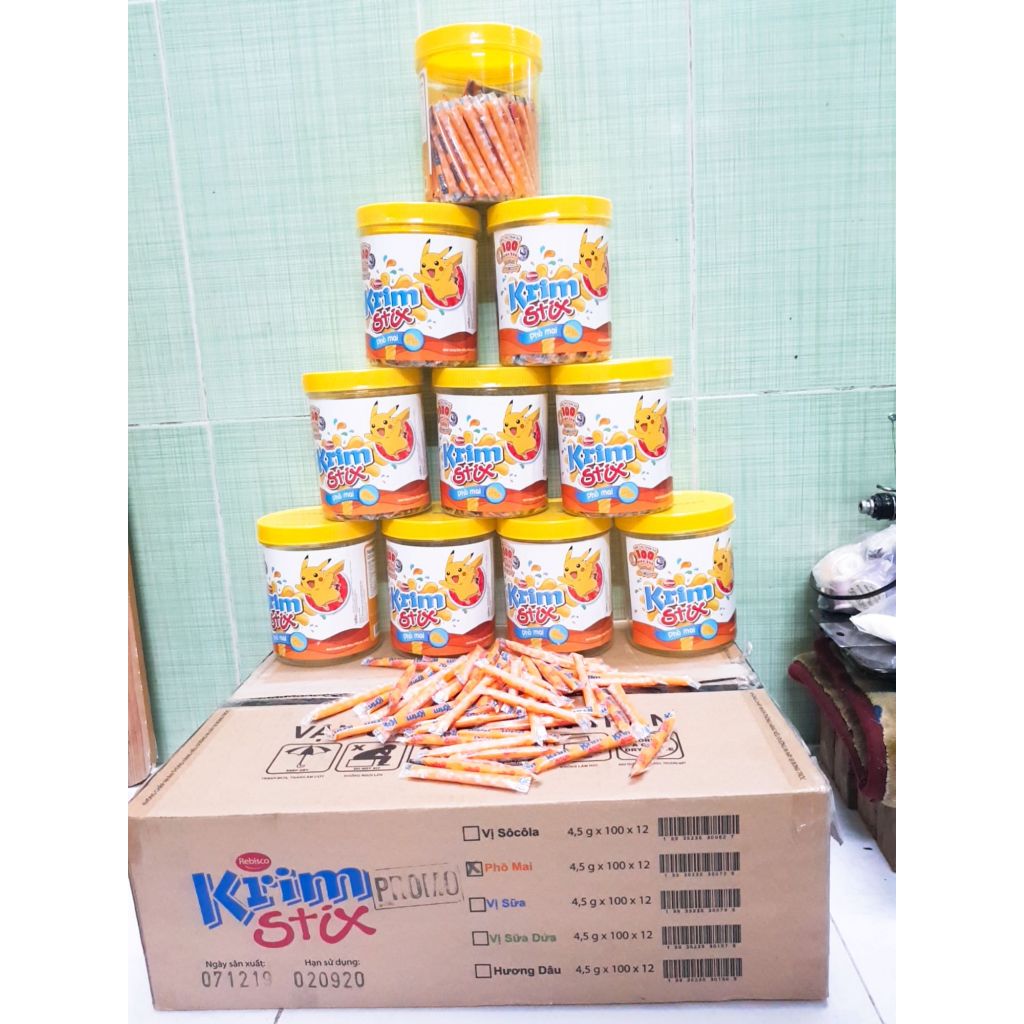 Krim Stix vị phô mai kẹo mềm 100 que ăn vặt tuổi thơ, ăn cùng Bà Kim AVBAKI