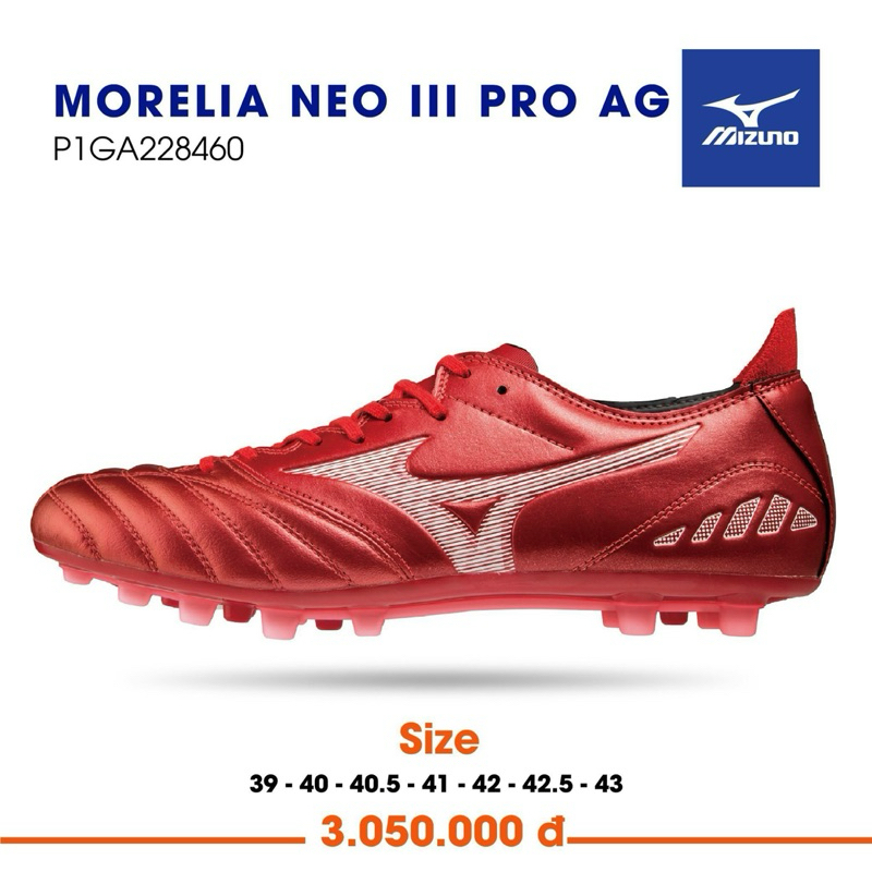 Giày đá bóng sân cỏ tự nhiên Mizuno morelia neo 3 pro AG đinh cao
