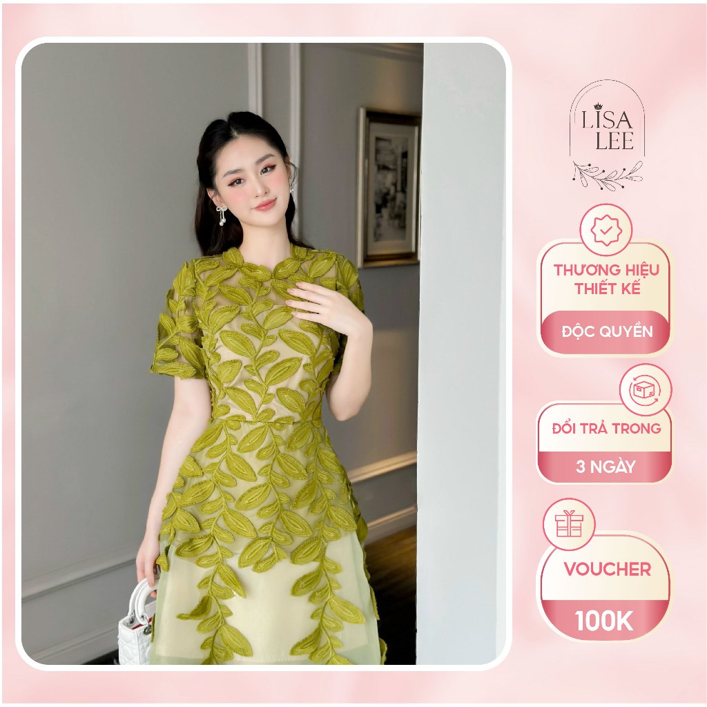 Đầm Ren Lá Xanh Sang trọng Lisa Lee VTK_03