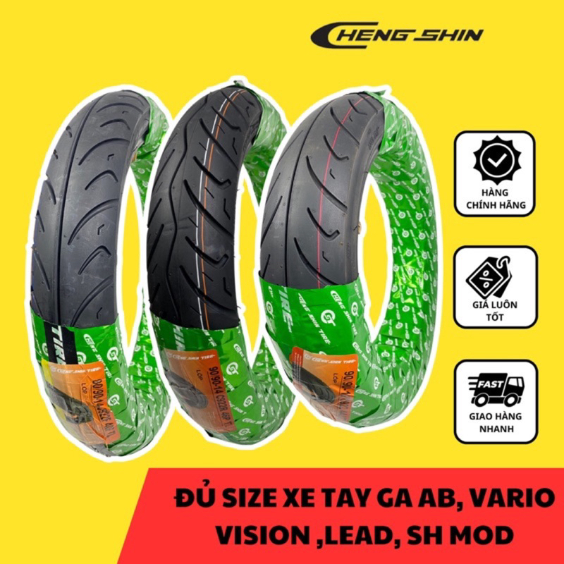 Vỏ lốp xe máy CHENGSHIN C922 đủ size xe ga 80 90 100 Mâm 10 12 14 16 in