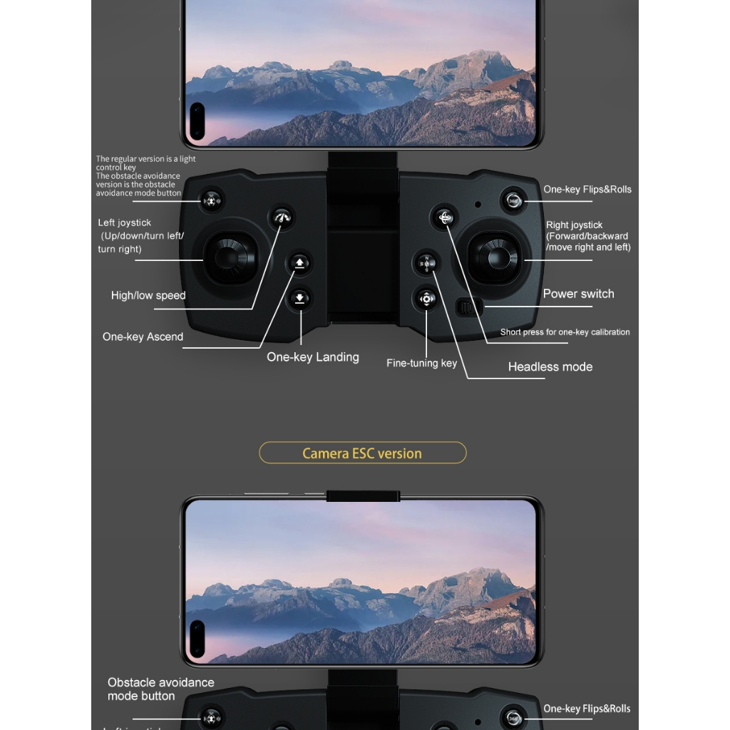 Máy bay không người lái tránh chướng ngại vật JJRC H112, chụp ảnh trên không camera kép độ nét cao, đèn LED mát mẻ