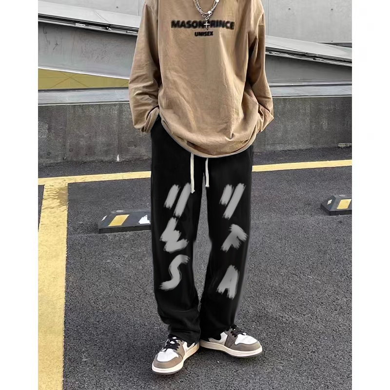 Quần Nỉ Dài Nam Họa Tiết Chữ WSFA Basic HeiLit Form Ống Rộng Vải Nỉ Dày Dặn