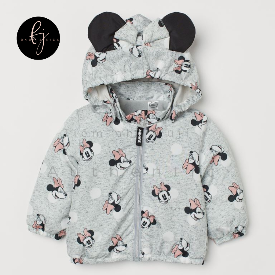 Áo khoác bé gái HM Áo khoác gió Minnie lót bông H&M chính hãng cho bé 9 tháng đén 2 tuổi