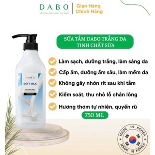 Sữa Tắm Trắng Mịn Da, Thơm Lâu Từ Tinh Chất Sữa Tươi DABO Whitening Soft Milk Hàn quốc 750ml/Chai- MỸ PHẨM CHÍNH HÃNG