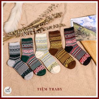 Set tất thổ cẩm cổ cao hoạ tiết nhỏ cho Nam - 5 đôi - Traby