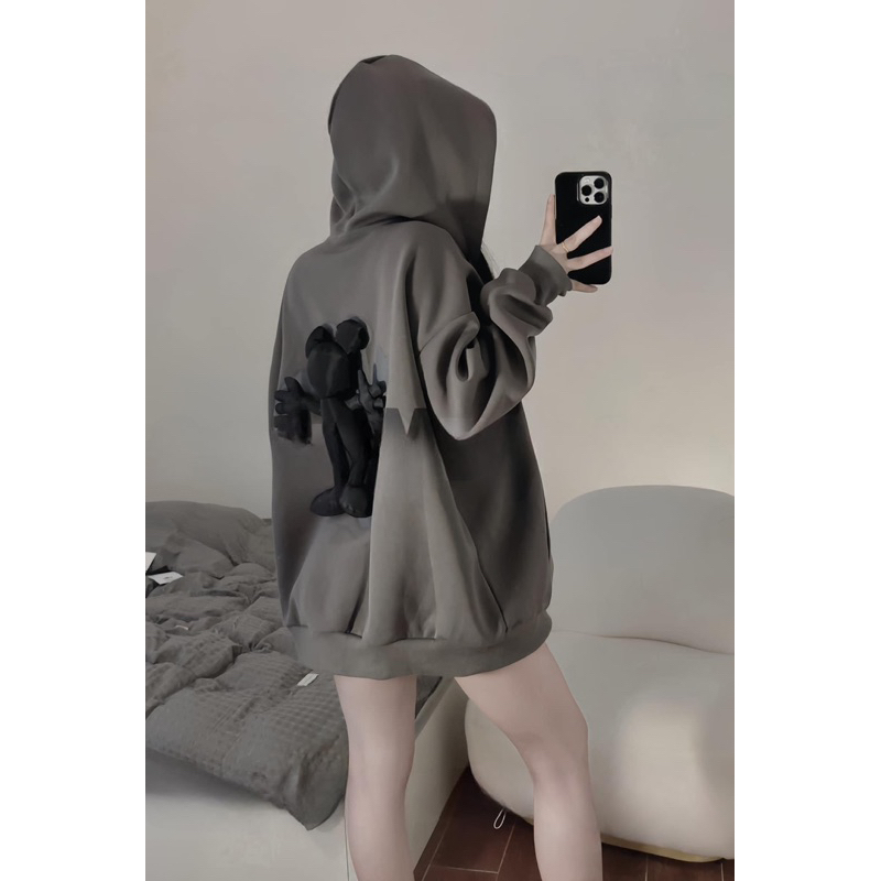Áo Khoác Nỉ Hoodie Mũ Rộng Gấu Hàng QC