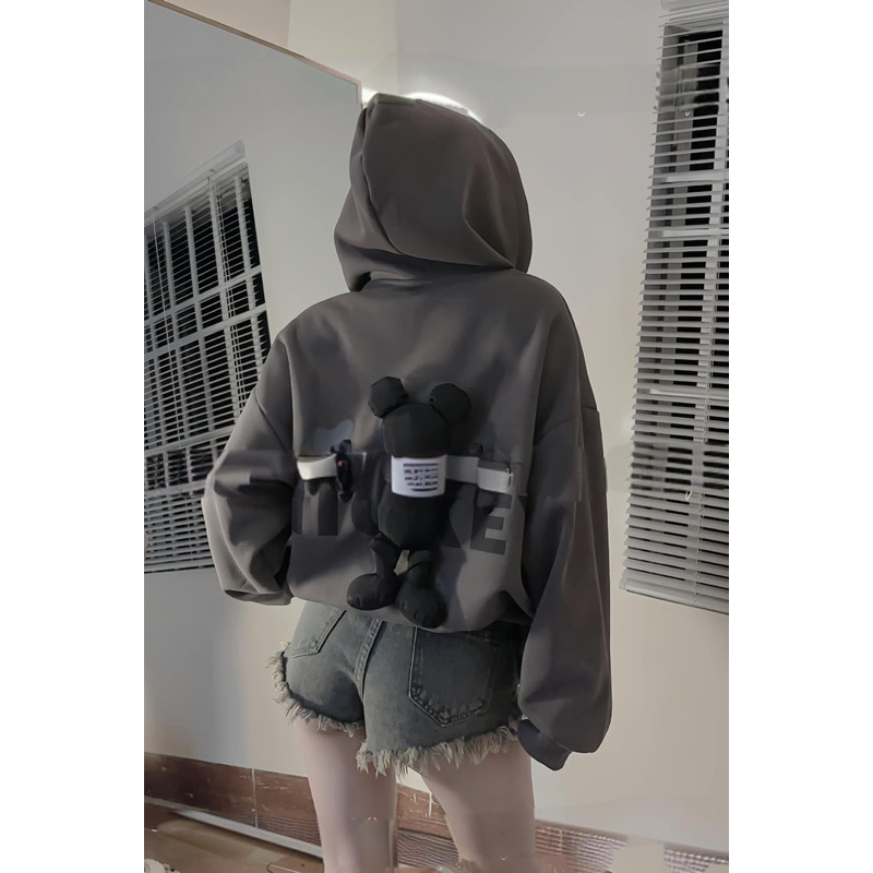 Áo Khoác Nỉ Hoodie Mũ Rộng Gấu Hàng QC