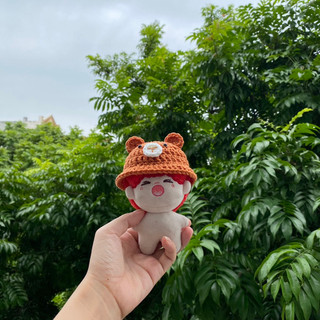 Mũ gấu nâu cho doll 10cm