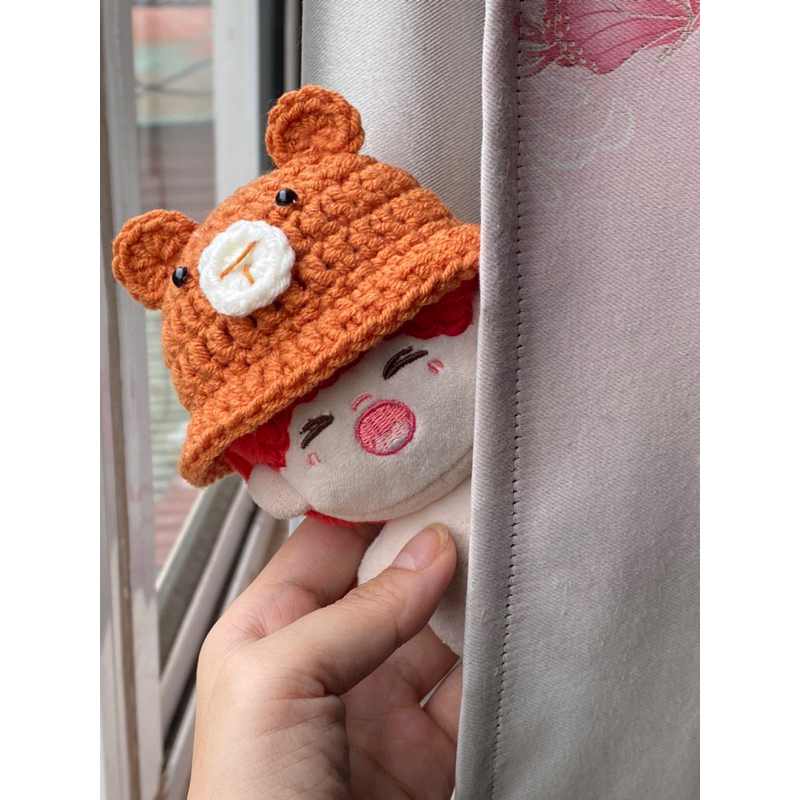 Mũ gấu nâu cho doll 10cm