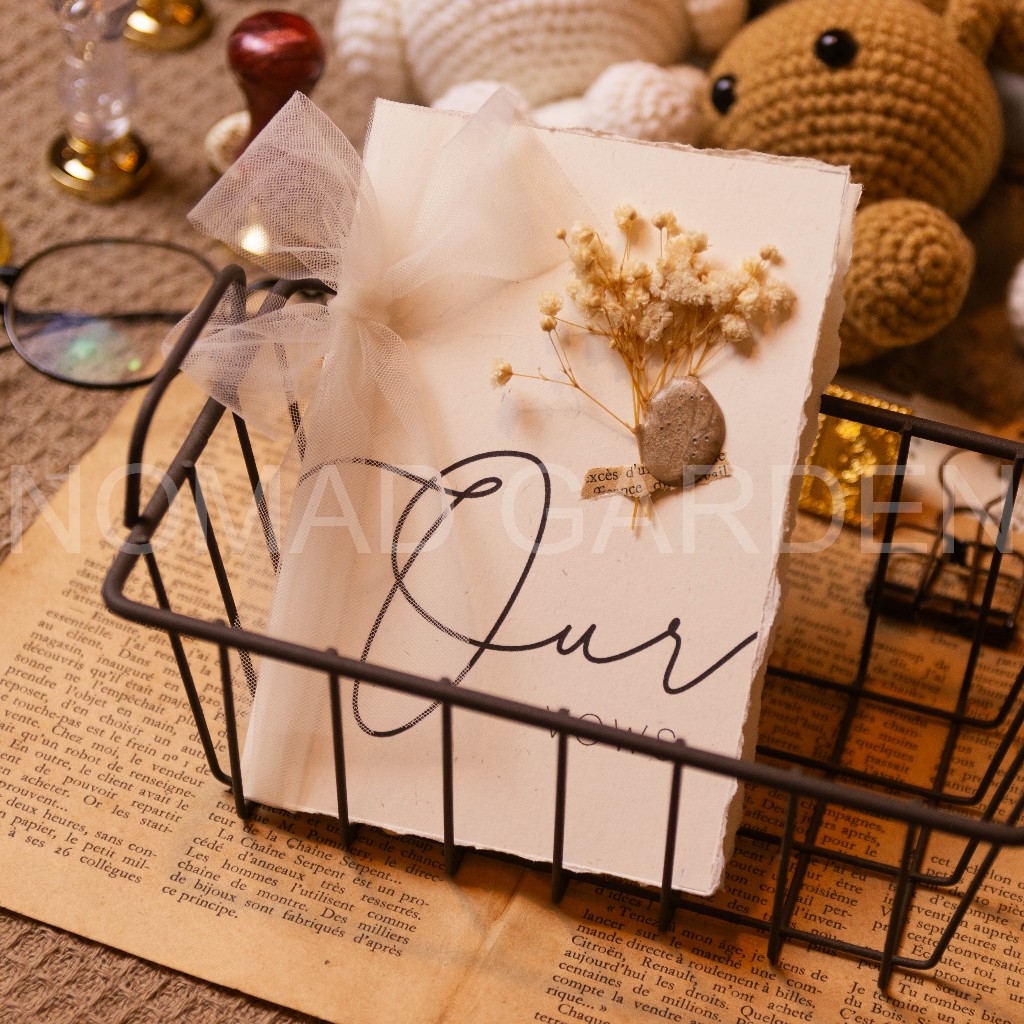 𝐌𝐚̂̃𝐮 𝟕 - Thiệp Gập OUR VOWS Vintage For Wedding - Handmade By NOMAD GARDEN