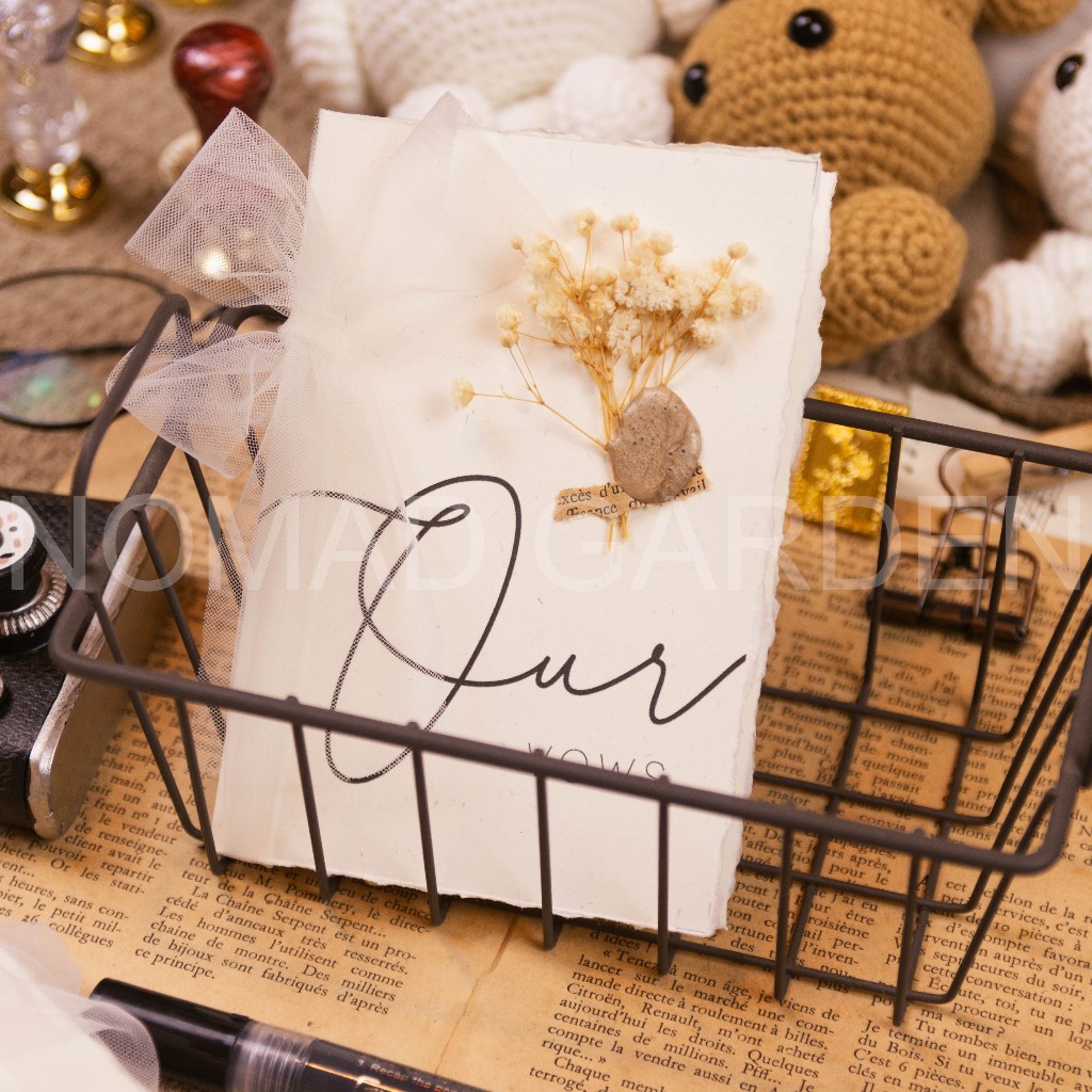 𝐌𝐚̂̃𝐮 𝟕 - Thiệp Gập OUR VOWS Vintage For Wedding - Handmade By NOMAD GARDEN