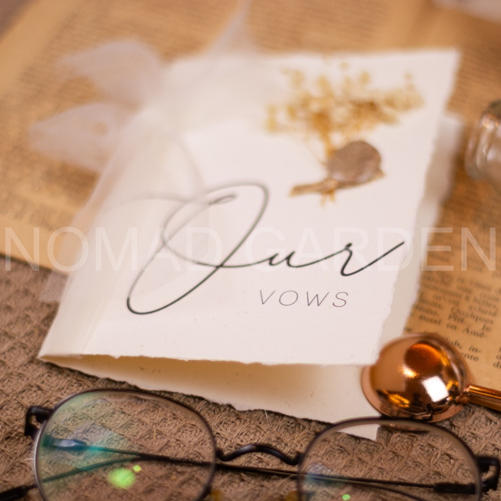𝐌𝐚̂̃𝐮 𝟕 - Thiệp Gập OUR VOWS Vintage For Wedding - Handmade By NOMAD GARDEN
