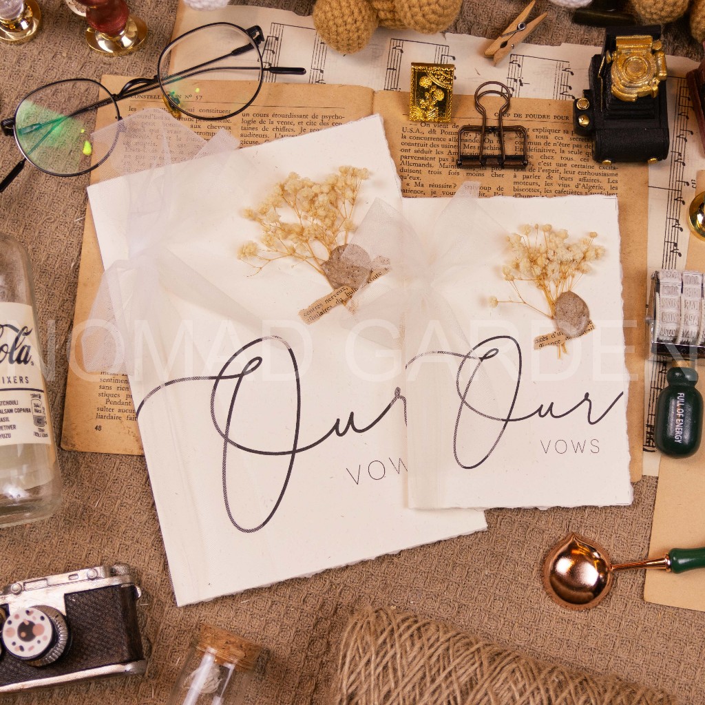 𝐌𝐚̂̃𝐮 𝟕 - Thiệp Gập OUR VOWS Vintage For Wedding - Handmade By NOMAD GARDEN
