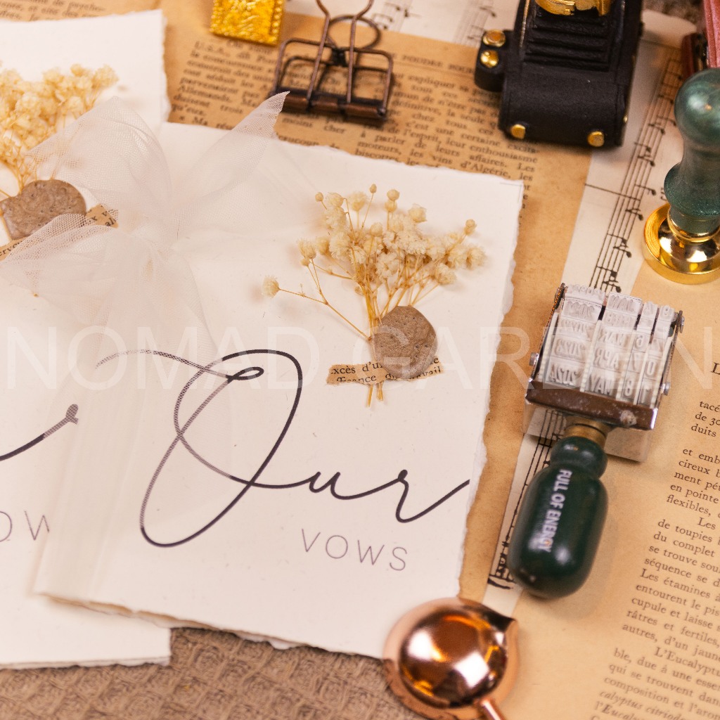 𝐌𝐚̂̃𝐮 𝟕 - Thiệp Gập OUR VOWS Vintage For Wedding - Handmade By NOMAD GARDEN