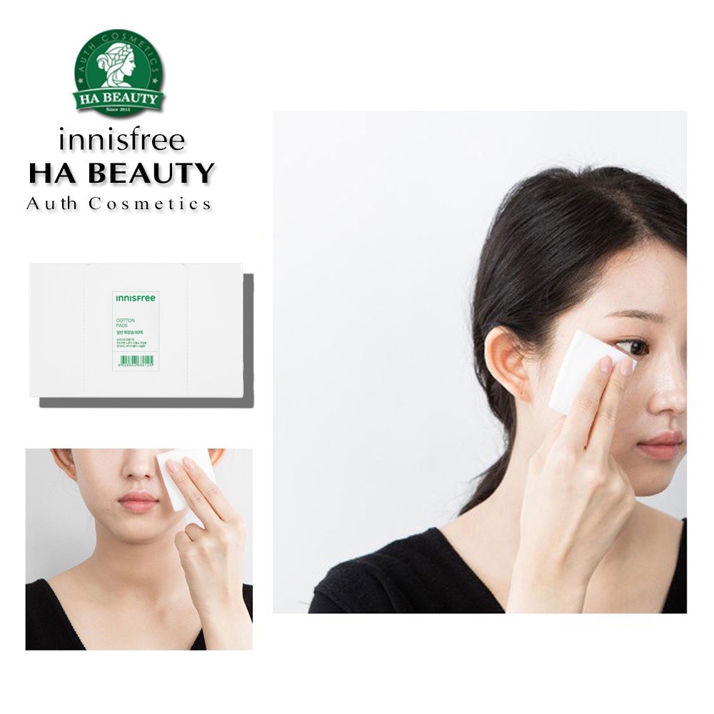 Bông tẩy trang cotton làm sạch thấm hút tốt innisfree regular cotton pads 80 miếng