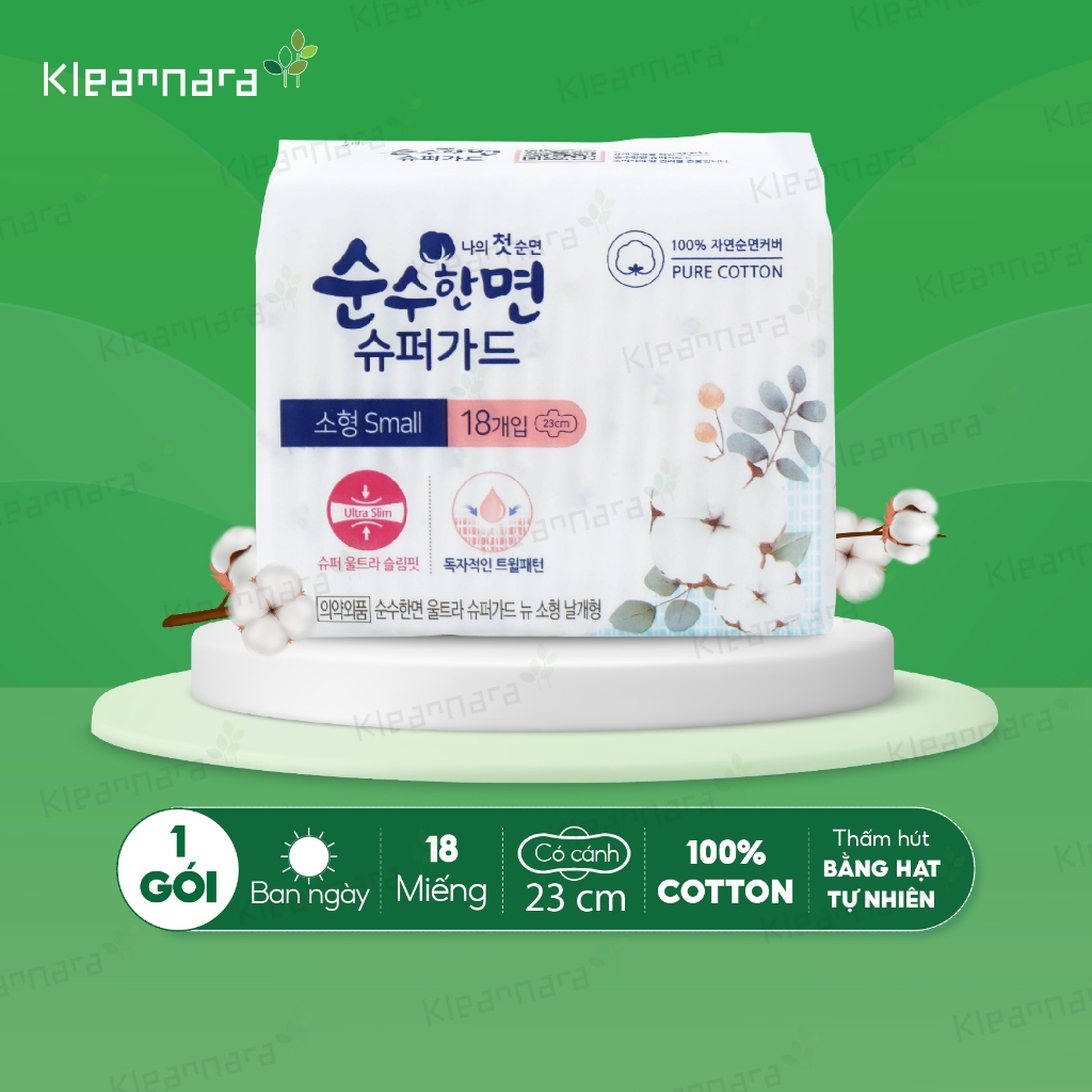 Băng vệ sinh Kleannara Soonsoohan Hàn Quốc siêu mỏng ban ngày size S 23cm - 18 miếng/gói có cánh