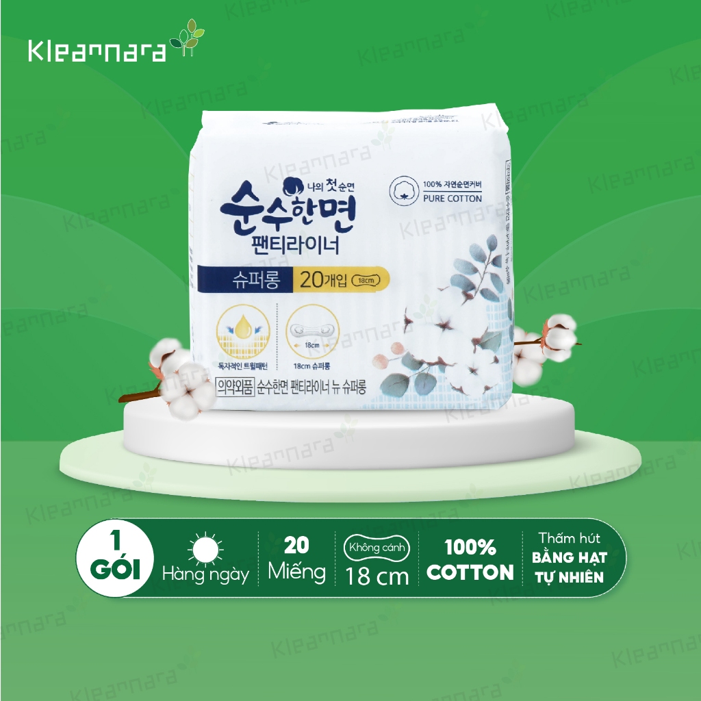 Băng vệ sinh Kleannara Soonsoohan Superguard Hàn Quốc siêu mỏng không cánh hàng ngày 18cm - 20 miếng/gói
