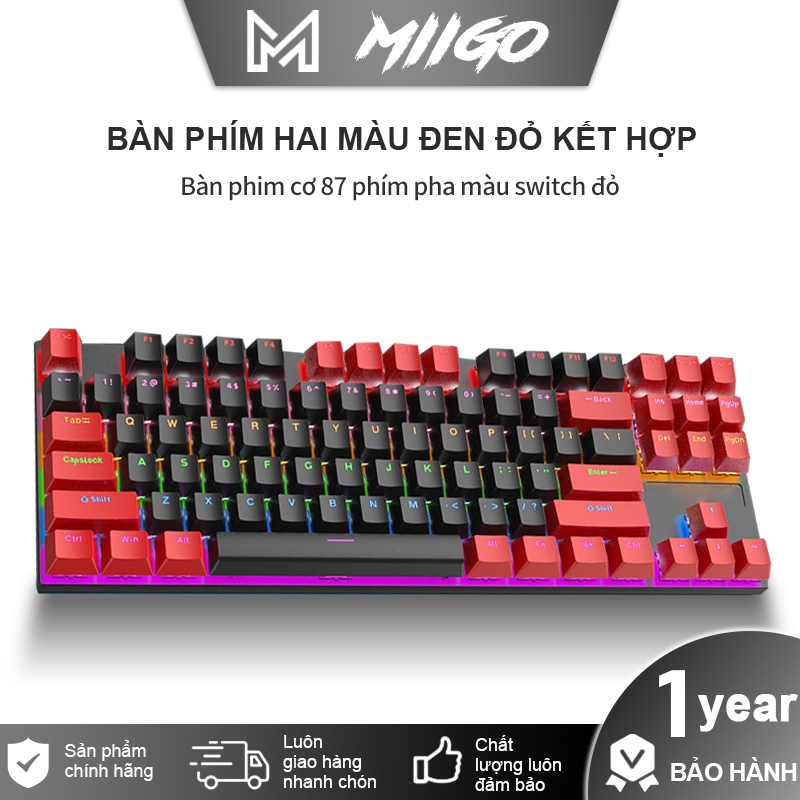 Bàn phím cơ học switch đỏ chơi game làm việc cho nữa, bàn phím 87 phím chuyên dụng làm việc tại nhà-bảo hành 12 tháng