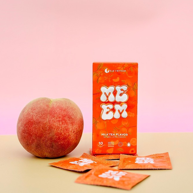 Bao Cao Su Mê Em Chân Thật, An Toàn, Cực Chạm - Hương Trà Đào Sữa - Phù Hợp Học Sinh, Sinh Viên - Hộp 10 bao