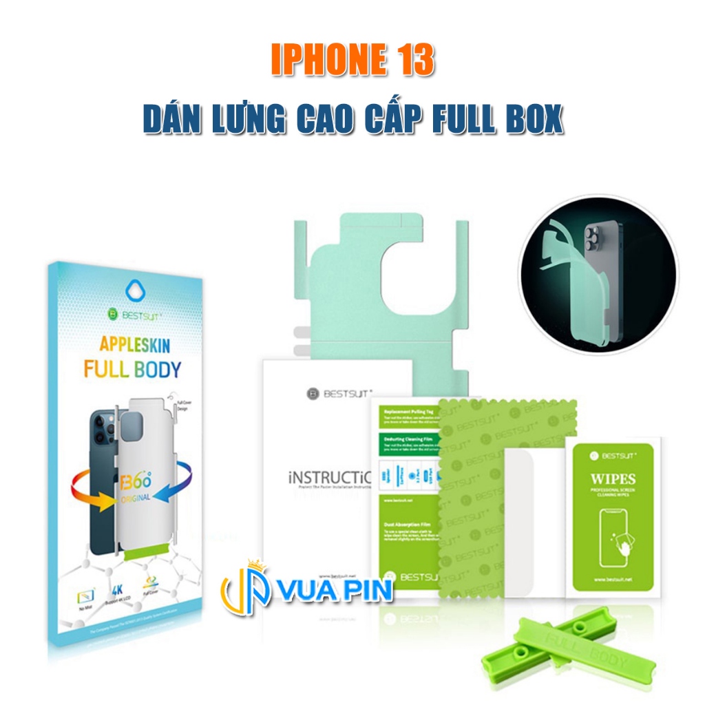Dán lưng Iphone 13 chính hãng Bestsuit PPF cao cấp dẻo vân mờ dán full mặt lưng và viền cho Iphone 1