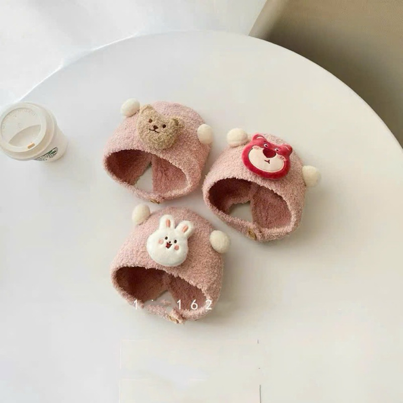 Mũ Len Cừu Mềm Mịn Hoạ Tiết Gấu - Thỏ - Sư Tử Cho Bé Trai/ Bé Gái