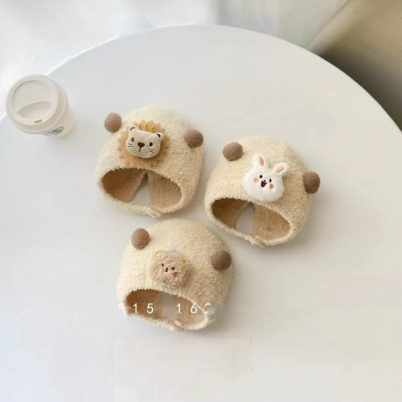 Mũ Len Cừu Mềm Mịn Hoạ Tiết Gấu - Thỏ - Sư Tử Cho Bé Trai/ Bé Gái