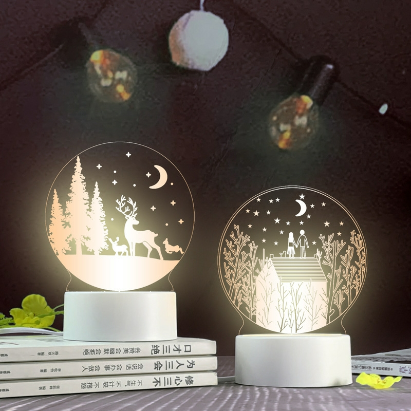 Đèn ngủ 3d để bàn 3 chế độ sáng, đèn ngủ led decor trang trí phòng ngủ đẹp có thể làm quà tặng (tặng hộp đèn)