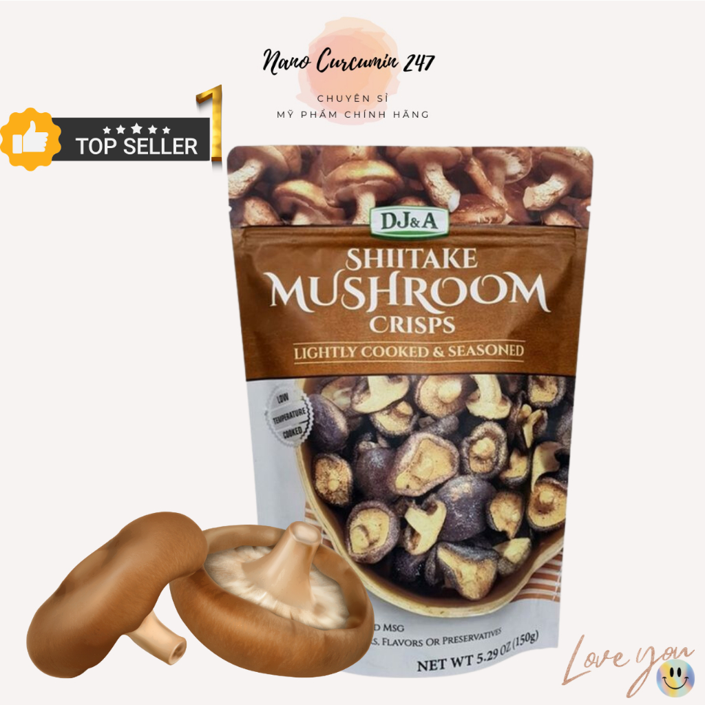 Snack Nấm Hương Sấy Giòn DJ&A - Snack Nấm Hương Sấy Khô Đủ Vị, Hàng Úc Nhập Khẩu, Không GMO, Ăn Chay Được Gói 65g