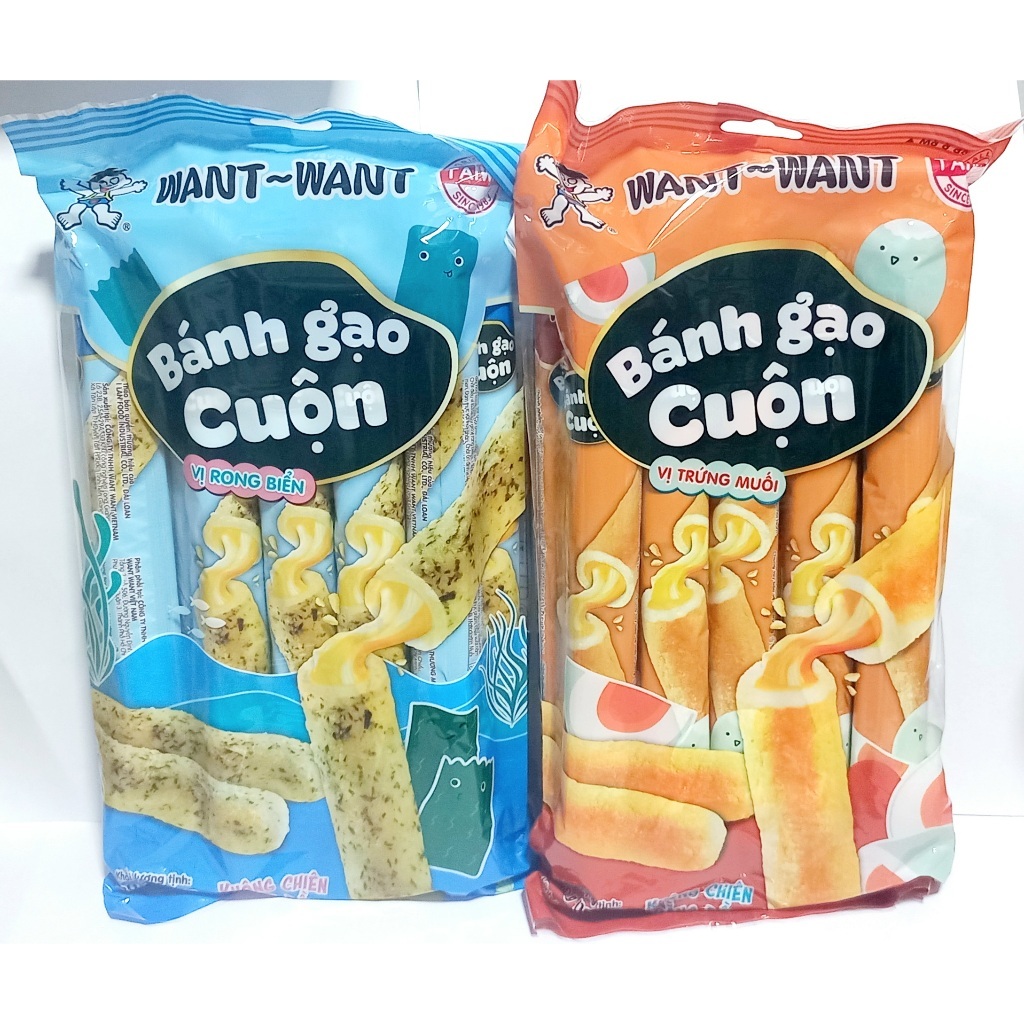 Bánh Gạo Cuộn Want Want Vị Trứng Muối / Rong Biển 180G - bánh ống cuộn giòn ngon ăn vặt