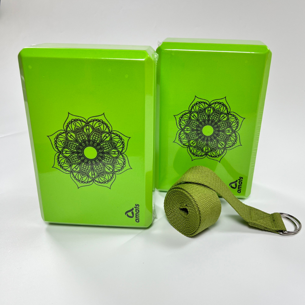 Combo 2 Gạch Tập Yoga 220gr Và Dây Tập Yoga 1.83m