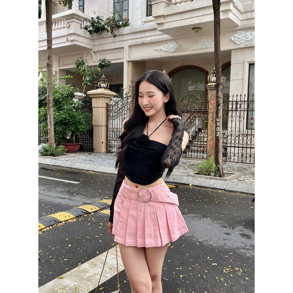 Áo Trễ Vai Tay Dài Ren Hoa Nhí Cá Tính - MERU TOP - GOÛT DE JUN